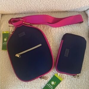 Navy and Pink Crossbody Bag Set